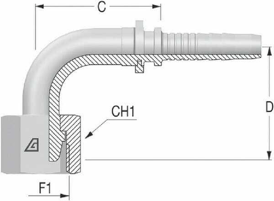 Pièces agricoles - Hydraulique - Raccord DN10-M18x150-12L 45°