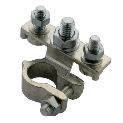 Pièces agricoles - Pièce divers - HF - 2 COSSES BATTERIE TRIPLE CONNEXION M6-M8-M6 (+) (-)