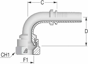 Pièces agricoles - Hydraulique - Raccord DN10-3/8 BSP 90°