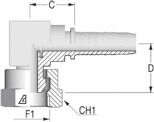 Pièces agricoles - Hydraulique - Raccord sertir DN06-1/4BSP 90°