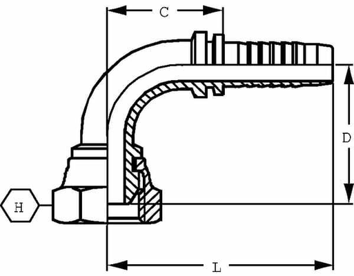 Pièces agricoles - Hydraulique - Raccord DN06-1/4BSP 90° 45pcs