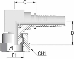 Pièces agricoles - Hydraulique - Raccord sertir DN20-3/4BSP 90°