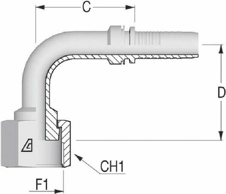 Pièces agricoles - Hydraulique - Raccord DN13-1" ORFS 90°