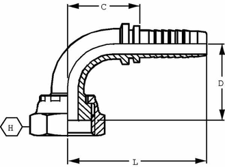 Pièces agricoles - Hydraulique - Raccord DN13-1" ORFS 90°