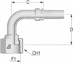 Pièces agricoles - Hydraulique - Raccord DN10-11/16 ORFS 90°