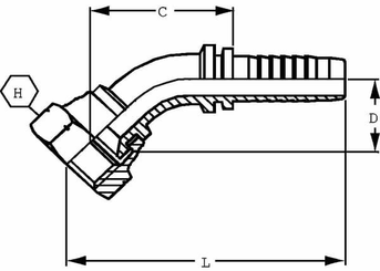 Pièces agricoles - Hydraulique - Raccord DN25-1"5/8 JIC 45°