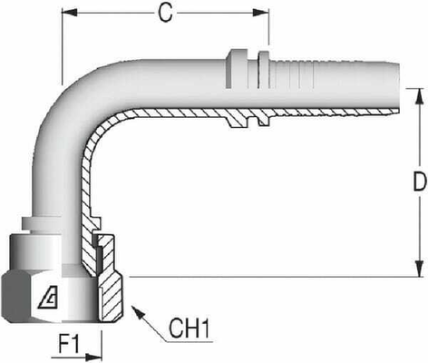 Pièces agricoles - Hydraulique - Raccord DN25-1"5/16 JIC 90° long