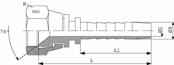 Pièces agricoles - Hydraulique - Raccord à sertir DN10-9/16-UNF inox