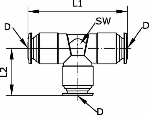 Pièces agricoles - Pièce pneumatique - Raccord enfichable T 4mm