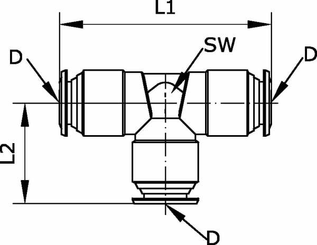 Pièces agricoles - Pièce pneumatique - Raccord enfichable T 4mm