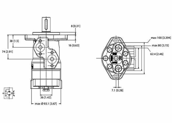 Pièces agricoles - Hydraulique - Moteur orb., arbre Ø 25 A2 arr