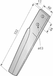 Pièces agricoles - Travail du sol - Herse rotative à dents G longueur 332mm convient pour Maschio, Kramp