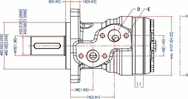 Pièces agricoles - Hydraulique - Moteur Orbit Cardan Ø32,2-L,Le