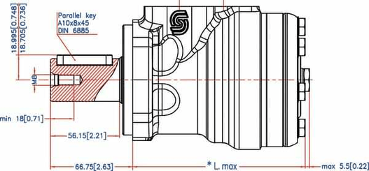 Pièces agricoles - Hydraulique - Moteur Orbit Cardan Ø32,2-L,Le