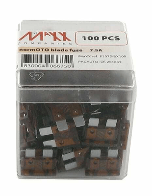 Pièces agricoles - Electricité - Fusible lame standard 7,5A longueur 20mm brun pack 100x iMaXX