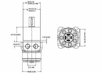 Pièces agricoles - Hydraulique - Moteur roue, arbre Ø 25