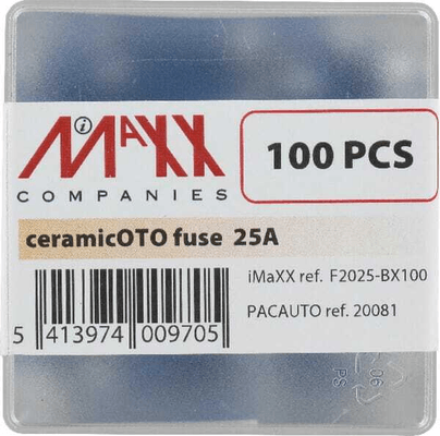 Pièces agricoles - Electricité - Fusible stéatite 25A longueur 25mm bleu pack 100x iMaXX