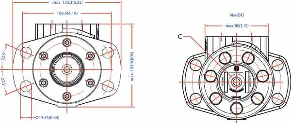 Pièces agricoles - Hydraulique - Moteur Orbit Cardan Ø32, 4-L,L