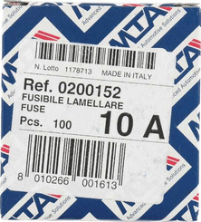 Pièces agricoles - Electricité - Fusible stéatite 10A longueur 25mm vert pack 50x