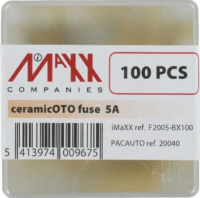 Pièces agricoles - Electricité - Fusible stéatite 5A longueur 25mm jaune pack 100x iMaXX