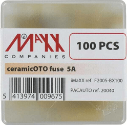 Pièces agricoles - Electricité - Fusible stéatite 5A longueur 25mm jaune pack 100x iMaXX