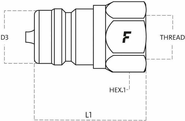 Pièces agricoles - Hydraulique - Raccord rapide mâle 1/2" - 7/8" UNF