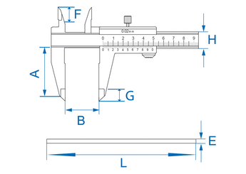 Outils - Outils divers - Pied à coulisse  mesure int/exté/profondeur pour industrie 200mm 0.02