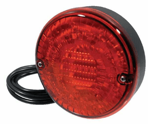 Pièces agricoles - Eclairage - Feu antibrouillard LED, rond, 12/24V, rouge, à boulonner, Ø 140mm