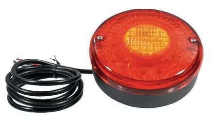 Pièces agricoles - Eclairage - Feu arrière LED, rond, 12/24V, rouge/ambre, à boulonner, Ø 140mm