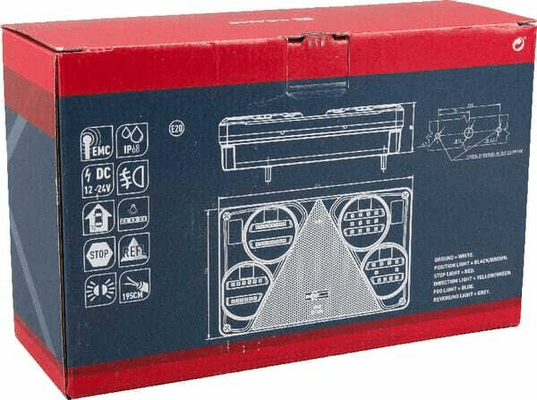 Pièces agricoles - Eclairage - Feu arrière LED rectangle gauche 12-24V, 232x142x59mm, Kramp