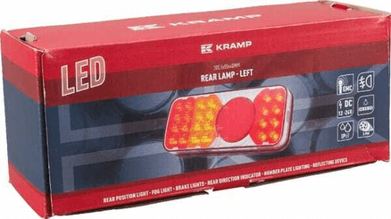 Pièces agricoles - Eclairage - Feu arrière LED rectangle gauche 12-24V, 200.5x85x40mm, 5-fiches, Kramp