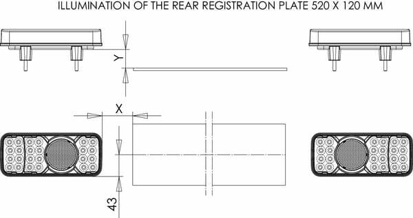 Pièces agricoles - Eclairage - Feu arrière LED rectangle gauche 12-24V, 200.5x85x40mm, 5-fiches, Kramp