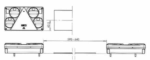Pièces agricoles - Eclairage - Feu arrière LED rectangle gauche12-24V, 232x142x59mm, 5-fiches, Kramp