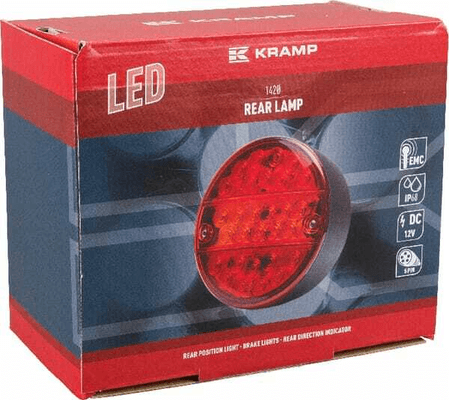 Pièces agricoles - Eclairage - Feu multifonction arrière LED rond 12V 5 poles Ø 142mm, Kramp