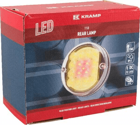 Pièces agricoles - Eclairage - Feu arrière multifonction LED, rond, 12-24V, Ø 115mm, 5 fiches, Kramp