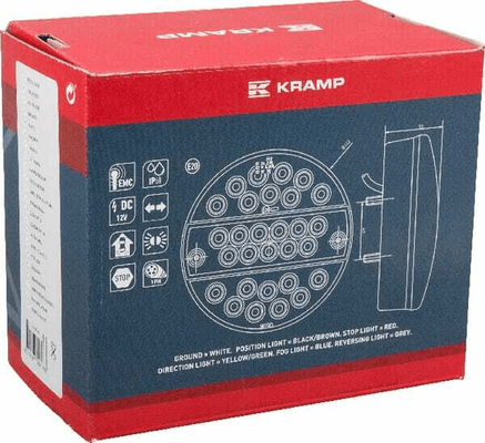 Pièces agricoles - Eclairage - Feu multifonction arrière LED rond 12V 5 poles Ø 142mm, Kramp
