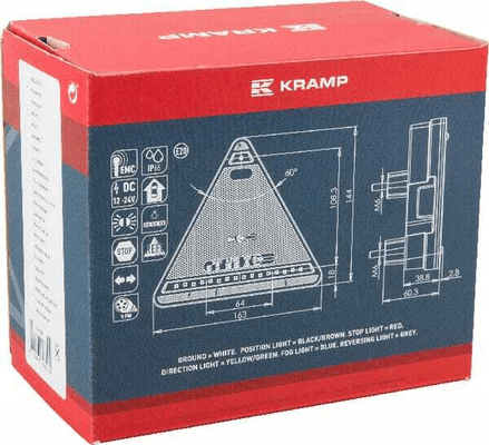Pièces agricoles - Eclairage - Feu arrière LED gauche triangulaire, 12-24V, 163x144x38.8mm, 5-fiches, Kramp