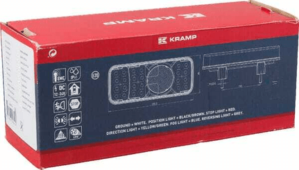 Pièces agricoles - Eclairage - Feu arrière LED rectangle gauche 12-24V, 200.5x85x40mm, 5-fiches, Kramp