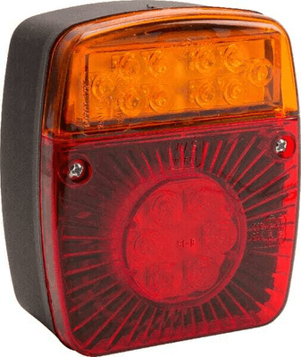 Pièces agricoles - Eclairage - Feu arrière multifonction LED carré, 12-24V, 121x101x56mm, 5-fiches, Kramp