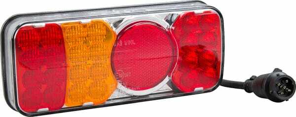 Pièces agricoles - Eclairage - Feu arrière LED rectangle gauche 12-24V, 200.5x85x40mm, 5-fiches, Kramp