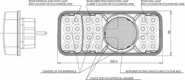 Pièces agricoles - Eclairage - Feu arrière LED rectangle gauche câblé