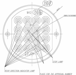 Pièces agricoles - Eclairage - Feu arrière multifonction LED, rond, 12-24V, Ø 115mm, 5 fiches, Kramp