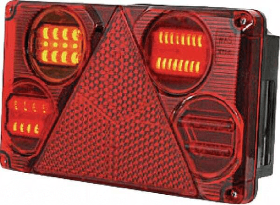 Pièces agricoles - Eclairage - Feu arrière LED rectangle gauche12-24V, 232x142x59mm, 5-fiches, Kramp