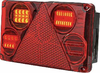 Pièces agricoles - Eclairage - Feu arrière LED rectangle gauche12-24V, 232x142x59mm, 5-fiches, Kramp