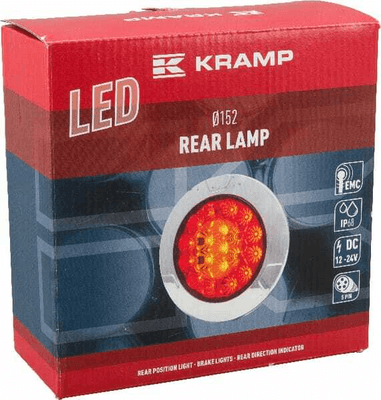 Pièces agricoles - Eclairage - Feu arrière multifonction LED, rond, 12-24V, Ø 152mm, 5 fiches, Kramp