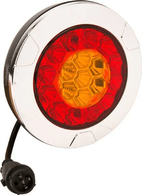 Pièces agricoles - Eclairage - Feu arrière multifonction LED, rond, 12-24V, Ø 152mm, 5 fiches, Kramp