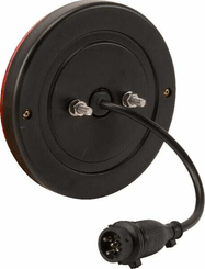 Pièces agricoles - Eclairage - Feu arrière multifonction LED, rond, 12-24V, Ø 140mm, 5 fiches, Kramp