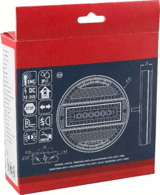 Pièces agricoles - Eclairage - Feu arrière multifonction LED, rond, 12-24V, Ø 140mm, Kramp