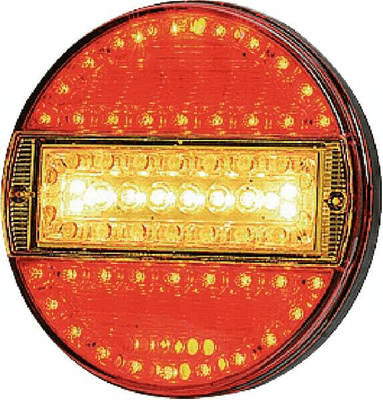 Pièces agricoles - Eclairage - Feu arrière multifonction LED, rond, 12-24V, Ø 140mm, 7 fiches, Kramp