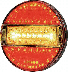 Pièces agricoles - Eclairage - Feu arrière multifonction LED, rond, 12-24V, Ø 140mm, 7 fiches, Kramp